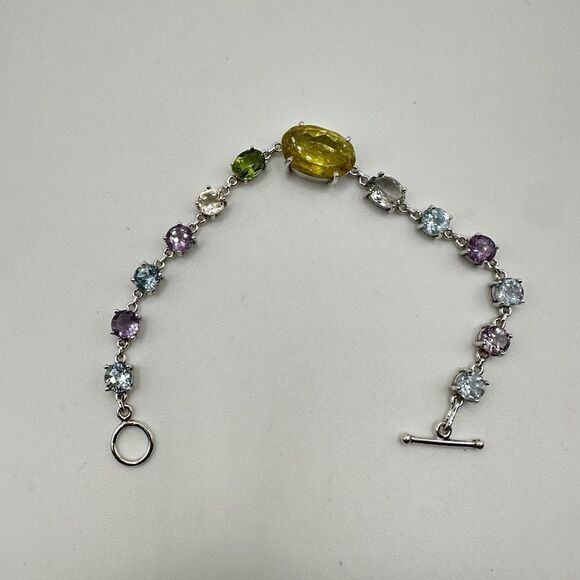 NWOT 7" One-of-a-kind Multi-gemstone and sterling silver bracelet! - Picture 16 of 16
